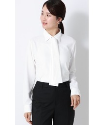 シャツ襟取り外しタイ付きブラウス【2WAY】【長袖】|学生&通勤&オフィス&入卒&セレモニー&オケージョン|