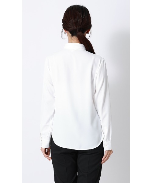 AOYAMA（アオヤマ）の「シャツ襟取り外しタイ付きブラウス【2WAY】【長袖】｜学生＆通勤＆オフィス＆入卒＆セレモニー＆オケージョン｜（シャツ/ブラウス・レディース・サックスブルー/ホワイト・S/M/L）」の11枚目の写真