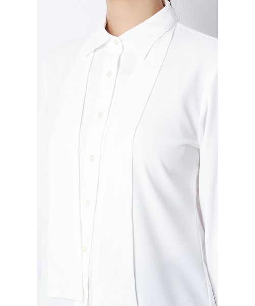 AOYAMA（アオヤマ）の「シャツ襟取り外しタイ付きブラウス【2WAY】【長袖】｜学生＆通勤＆オフィス＆入卒＆セレモニー＆オケージョン｜（シャツ/ブラウス・レディース・サックスブルー/ホワイト・S/M/L）」の13枚目の写真