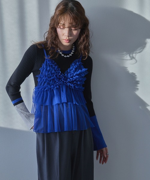 bohmal（ボマール）の「シアーチュールキャミビスチェ（キャミソール・レディース・パープル/ブルー/ピンク/ライム・FREE）」の21枚目の写真