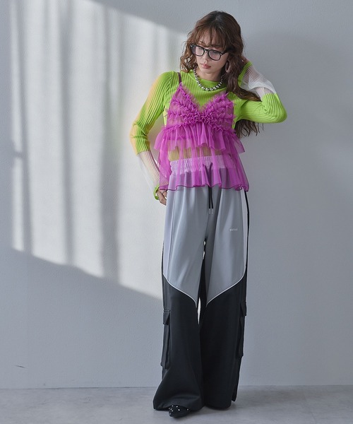 bohmal（ボマール）の「シアーチュールキャミビスチェ（キャミソール・レディース・パープル/ブルー/ピンク/ライム・FREE）」の13枚目の写真