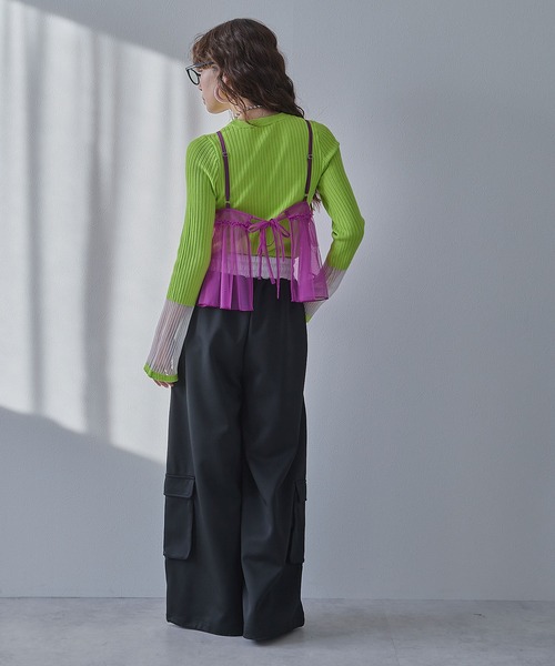 bohmal（ボマール）の「シアーチュールキャミビスチェ（キャミソール・レディース・パープル/ブルー/ピンク/ライム・FREE）」の14枚目の写真