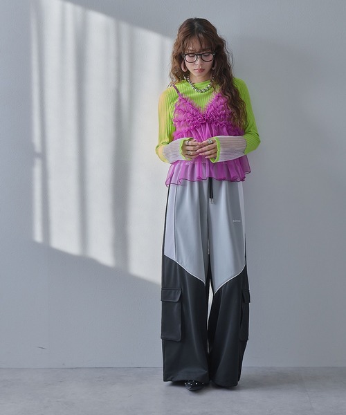 bohmal（ボマール）の「シアーチュールキャミビスチェ（キャミソール・レディース・パープル/ブルー/ピンク/ライム・FREE）」の16枚目の写真