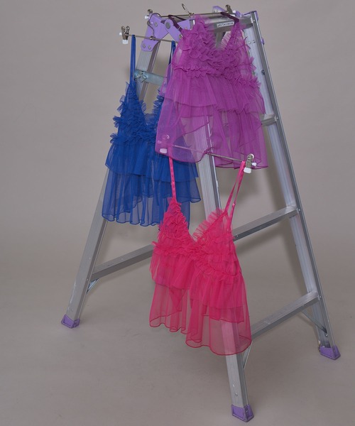 bohmal（ボマール）の「シアーチュールキャミビスチェ（キャミソール・レディース・パープル/ブルー/ピンク/ライム・FREE）」の12枚目の写真