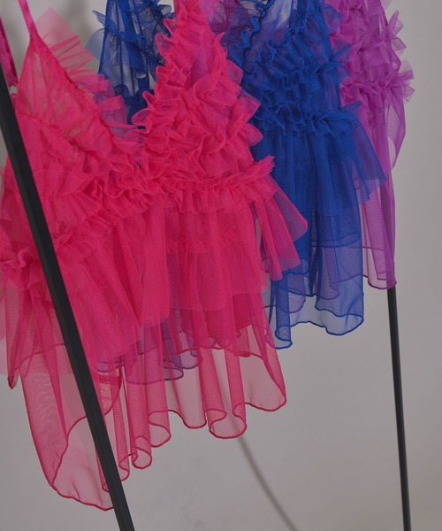 bohmal（ボマール）の「シアーチュールキャミビスチェ（キャミソール・レディース・パープル/ブルー/ピンク/ライム・FREE）」の11枚目の写真