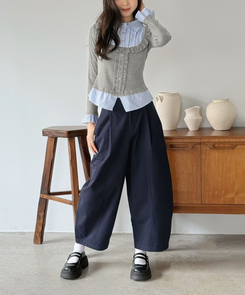 Jewelobe（ジュエローブ）の「カーブシルエットクロップドパンツ（その他パンツ・レディース・チャコールグレー/ライトグレー/ネイビー・M/S）」の15枚目の写真