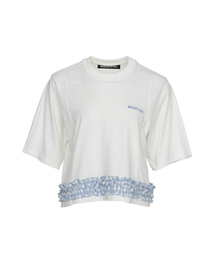 フリルディテールクロップTシャツホワイト