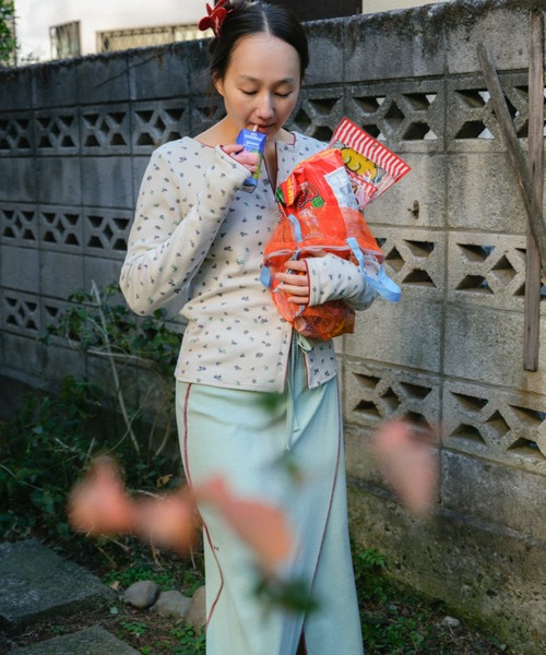 PAMM（パム）の「花や実や葉のワッフルブラトップス（Tシャツ/カットソー・レディース・グリーン系/ホワイト×パープル・フリー）」の5枚目の写真