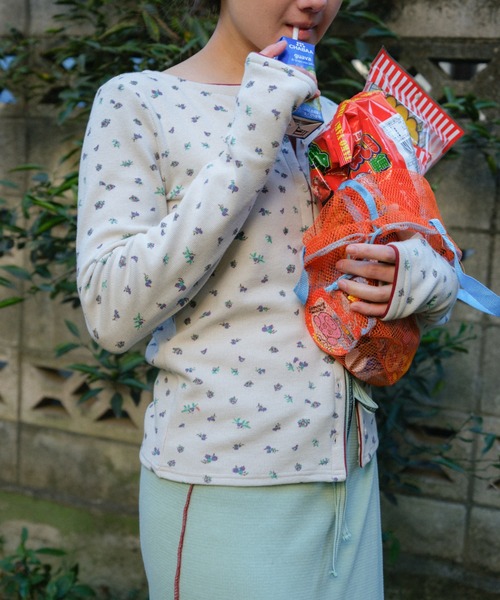 PAMM（パム）の「花や実や葉のワッフルブラトップス（Tシャツ/カットソー・レディース・グリーン系/ホワイト×パープル・フリー）」の4枚目の写真