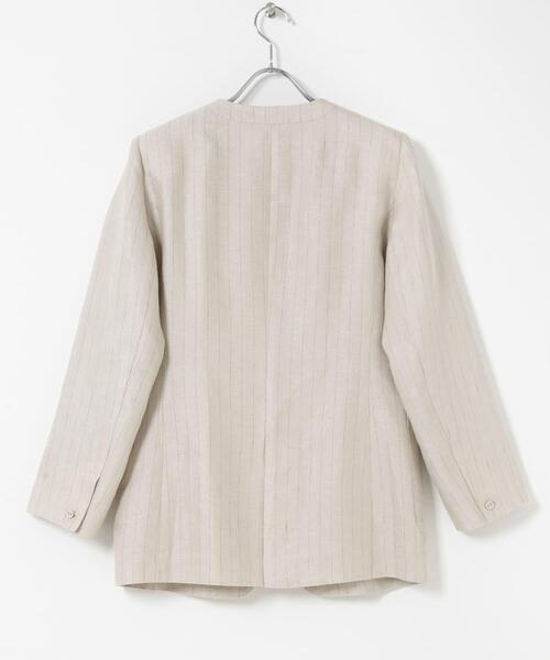 URBAN RESEARCH ROSSO WOMEN（アーバンリサーチ　ロッソ）の「ラメリネンストライプノーカラージャケット（ノーカラージャケット・レディース・チャコールグレー/ベージュ・38/36）」の22枚目の写真