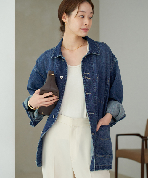 plage(プラージュ)の「《WEB限定追加》coverall 2(デニムジャケット・レディース・ブラック/ネイビー・38/36)」の3枚目の写真