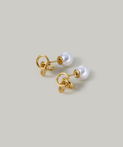 Jolie Toujours(ジョリトゥジュール)の「【汗や水に強い】〈ステンレス〉パールキャッチノットピアス(ピアス(両耳用)・レディース・シルバー/ゴールド・FREE)」の3枚目の写真