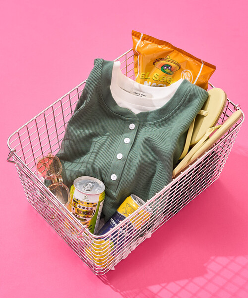 FREAK'S STORE(フリークスストア)の「限定展開 ライト ワッフル ヘンリーネック レイヤード 半袖 Tシャツ(Tシャツ/カットソー・レディース・ナチュラル/ネイビー/スミクロ/グリーン/ピンク/ライトグレー・フリ-)」の5枚目の写真