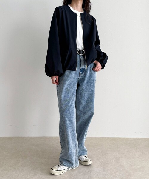 fredy emue（フレディエミュ）の「2WAYノーカラー撥水サーブルクロスブルゾン（ブルゾン・レディース・ネイビー/ベージュ・38）」の5枚目の写真