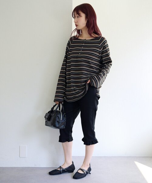 Kastane（カスタネ）の「【2サイズ展開/低身長サイズ/一部店舗限定】フリルカプリパンツ（その他パンツ・レディース・ブラック/ブラック系その他・1/0）」の6枚目の写真