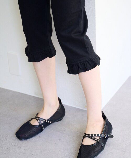 Kastane（カスタネ）の「【2サイズ展開/低身長サイズ/一部店舗限定】フリルカプリパンツ（その他パンツ・レディース・ブラック/ブラック系その他・1/0）」の12枚目の写真