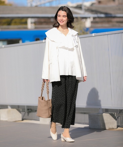 Green　Parks（グリーンパークス）の「楊柳プリーツスカート（スカート・レディース・ブラック/ホワイト系その他2/グレー・FREE）」の5枚目の写真