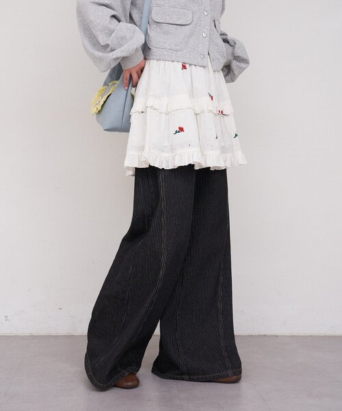 CIAOPANIC(チャオパニック)の「【She desires...】2WAYシャーリングティアード刺繍ビスチェ(チュニック・レディース・ホワイト・ONE SIZE)」の8枚目の写真