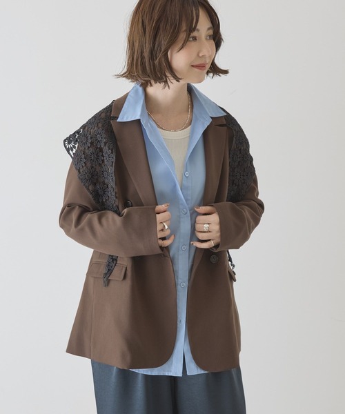 AMERICAN HOLIC(アメリカンホリック)の「Wテーラードジャケット(テーラードジャケット・レディース・ブラウン/ブラック・FREE)」の2枚目の写真