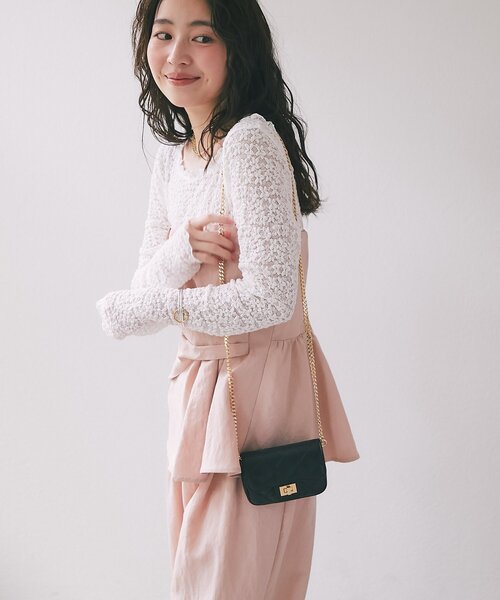 La boutique BonBon（ラブティックボンボン）の「【オウレンティ】ミニキルティングチェーンバッグ（トートバッグ・レディース・オフホワイト/ピンク/ブラック・FREE）」の11枚目の写真