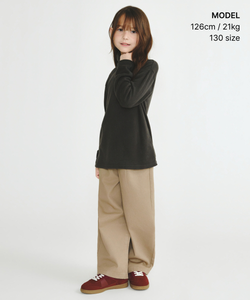 MUSINSA STANDARD KIDS（ムシンサスタンダードキッズ）の「裏起毛ワンタックワイドチノパンツ[ベージュ]（その他パンツ・レディース・その他・100/110/120/130/140/150/160）」の2枚目の写真