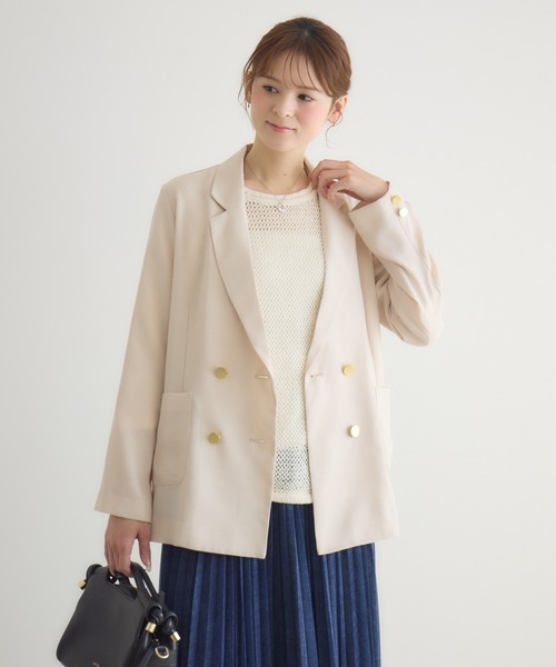 KATHARINE ROSS（キャサリンロス）の「【PILLINI/ピリーニ】麻調メッシュジャケット（テーラードジャケット・レディース・ブラック/ベージュ・FREE）」の2枚目の写真