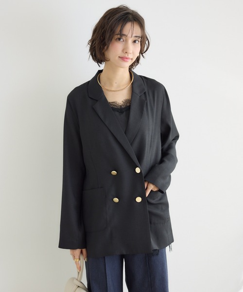 KATHARINE ROSS（キャサリンロス）の「【PILLINI/ピリーニ】麻調メッシュジャケット（テーラードジャケット・レディース・ブラック/ベージュ・FREE）」の3枚目の写真