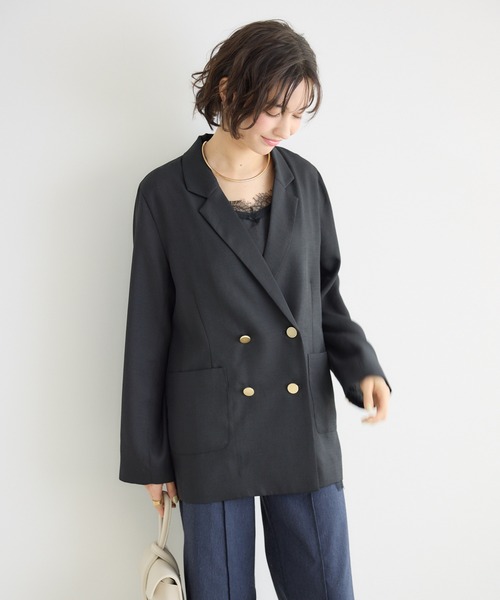 KATHARINE ROSS（キャサリンロス）の「【PILLINI/ピリーニ】麻調メッシュジャケット（テーラードジャケット・レディース・ブラック/ベージュ・FREE）」の4枚目の写真