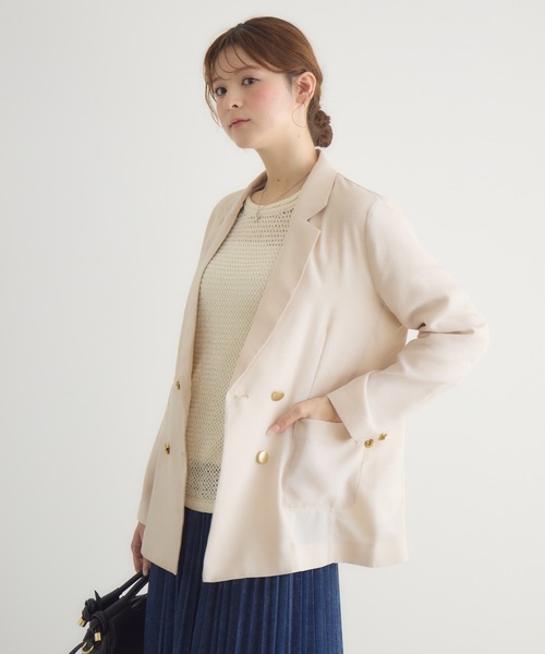 KATHARINE ROSS（キャサリンロス）の「【PILLINI/ピリーニ】麻調メッシュジャケット（テーラードジャケット・レディース・ブラック/ベージュ・FREE）」の9枚目の写真