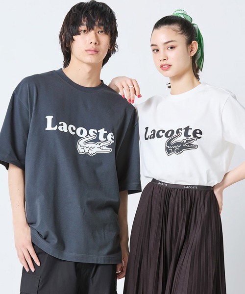 LACOSTE(ラコステ)の「【オンライン限定】LACOSTE オーバーサイズ ロゴプリント 鹿の子地Tシャツ(Tシャツ/カットソー・メンズ・ネイビー/オフホワイト/ダークアッシュ/ブラック・2/3/4/5/6)」の1枚目の写真