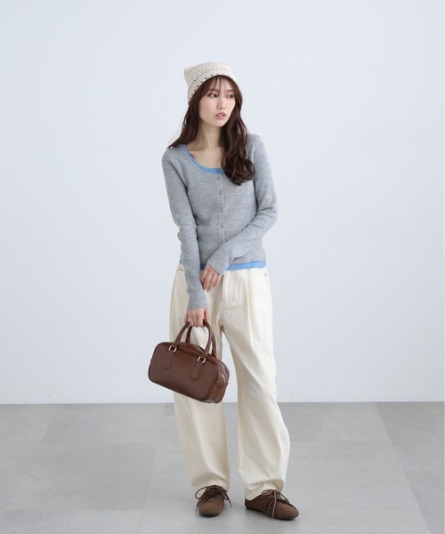 FREE'S MART(フリーズマート)の「◆配色レイヤードリブニットカーディガン(ニット/セーター・レディース・ホワイト/ネイビー/グレー・FREE)」の9枚目の写真