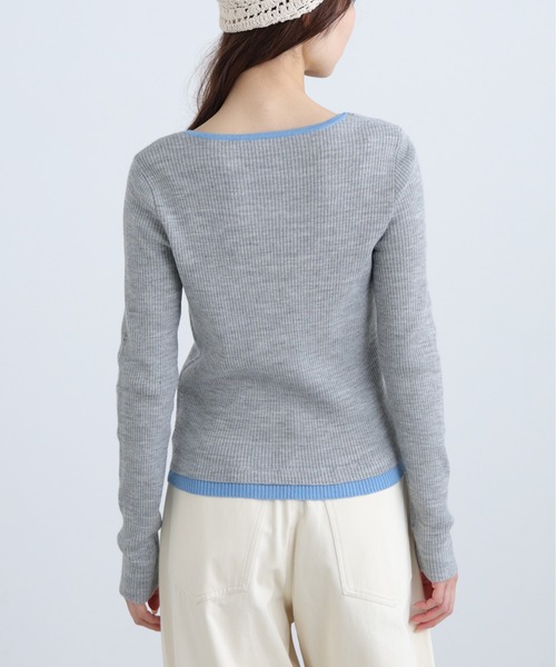 FREE'S MART(フリーズマート)の「◆配色レイヤードリブニットカーディガン(ニット/セーター・レディース・ホワイト/ネイビー/グレー・FREE)」の12枚目の写真