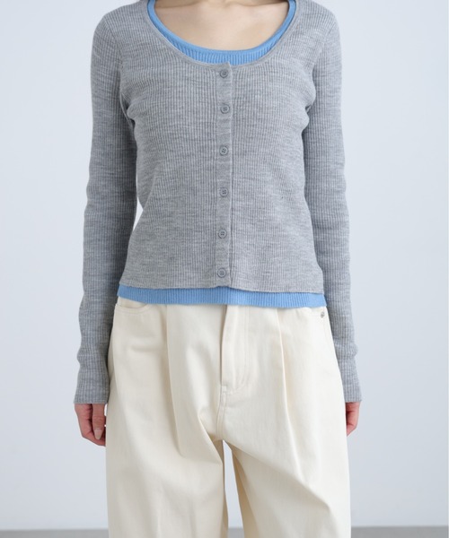 FREE'S MART(フリーズマート)の「◆配色レイヤードリブニットカーディガン(ニット/セーター・レディース・ホワイト/ネイビー/グレー・FREE)」の15枚目の写真