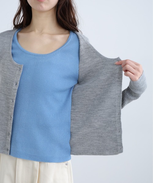 FREE'S MART(フリーズマート)の「◆配色レイヤードリブニットカーディガン(ニット/セーター・レディース・ホワイト/ネイビー/グレー・FREE)」の16枚目の写真