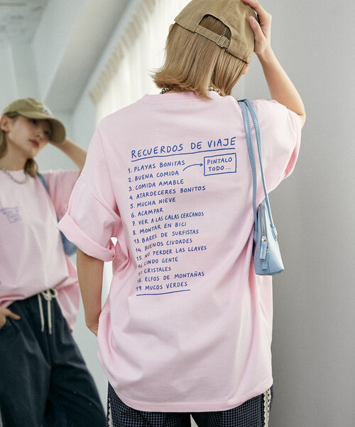 PUBLUX（パブリュクス）の「PUBLUX/パブリュクス ＜機能性素材＞LOVE POP STUDIO　TRAVEL NOTE タイポグラフィー Tシャツ　限定展開（Tシャツ/カットソー・メンズ・ピンク/ネイビー/ブラック/ホワイト・MEDIUM/LARGE/SMALL）」の5枚目の写真