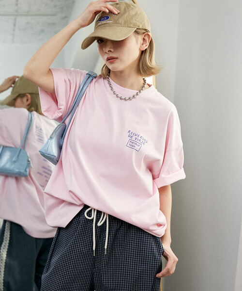 PUBLUX（パブリュクス）の「PUBLUX/パブリュクス ＜機能性素材＞LOVE POP STUDIO　TRAVEL NOTE タイポグラフィー Tシャツ　限定展開（Tシャツ/カットソー・メンズ・ピンク/ネイビー/ブラック/ホワイト・MEDIUM/LARGE/SMALL）」の7枚目の写真