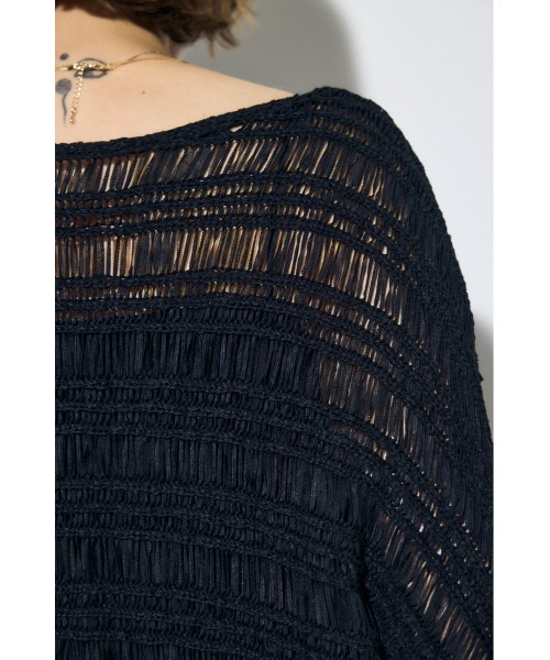 AZUL by moussy(アズールバイマウジー)の「テープヤーンドルマンニットトップス(ニット/セーター・レディース・グレイッシュベージュ/ライトブルー/ブラック・FREE)」の10枚目の写真