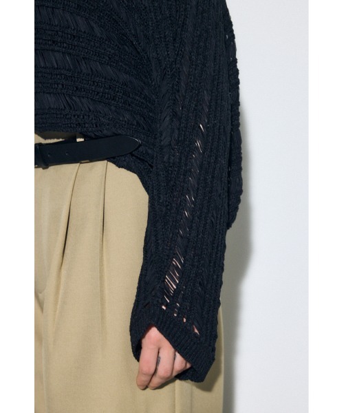 AZUL by moussy(アズールバイマウジー)の「テープヤーンドルマンニットトップス(ニット/セーター・レディース・グレイッシュベージュ/ライトブルー/ブラック・FREE)」の11枚目の写真