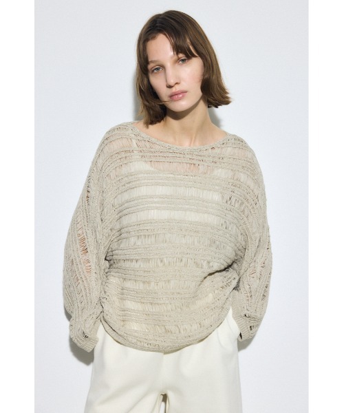AZUL by moussy(アズールバイマウジー)の「テープヤーンドルマンニットトップス(ニット/セーター・レディース・グレイッシュベージュ/ライトブルー/ブラック・FREE)」の13枚目の写真
