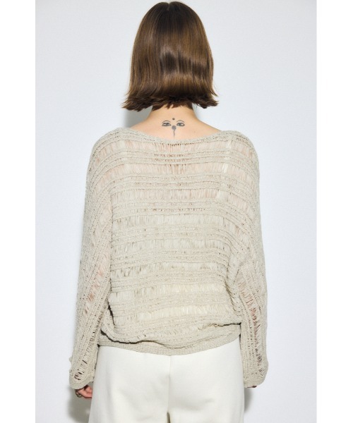 AZUL by moussy(アズールバイマウジー)の「テープヤーンドルマンニットトップス(ニット/セーター・レディース・グレイッシュベージュ/ライトブルー/ブラック・FREE)」の15枚目の写真