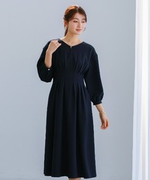 White Collection | 【多機能すぎるワンピース】ダブルピケクロス・タックデザインフレアワンピース(ワンピース)