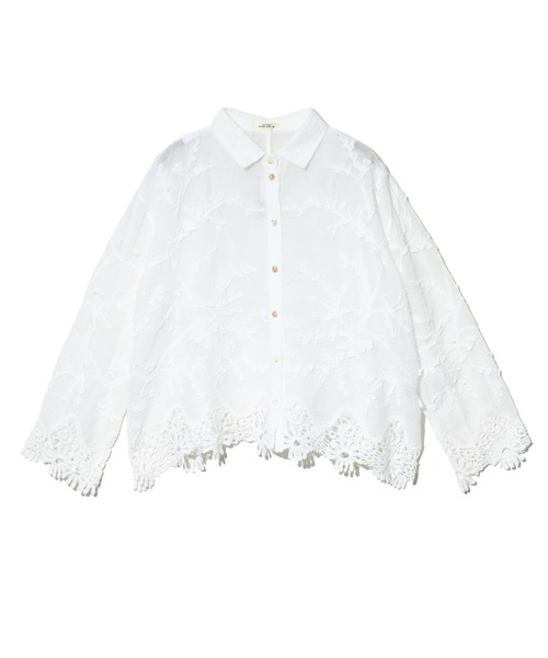 CUBE SUGAR（キューブシュガー）の「CUBE SUGAR/キューブシュガー　花柄 レースシアーシャツ（シャツ/ブラウス・レディース・ホワイト・FREE）」の7枚目の写真