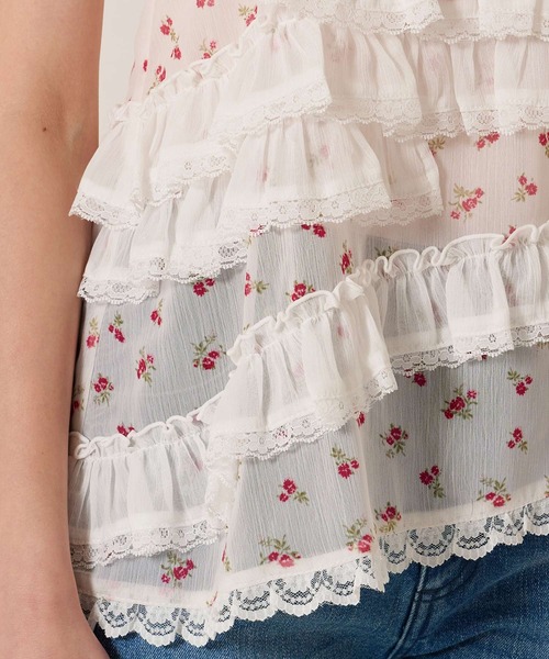 TINA：JOJUN（ティーナジョジュン）の「フリルデザイン フレア キャミチュニック TINA：JOJUN（キャミソール・レディース・サックスブルー/ピンク/ホワイト・M）」の7枚目の写真