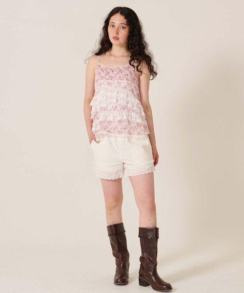 TINA：JOJUN（ティーナジョジュン）の「フリルデザイン フレア キャミチュニック TINA：JOJUN（キャミソール・レディース・サックスブルー/ピンク/ホワイト・M）」の14枚目の写真