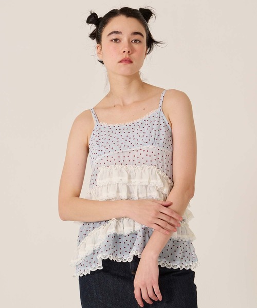 TINA：JOJUN（ティーナジョジュン）の「フリルデザイン フレア キャミチュニック TINA：JOJUN（キャミソール・レディース・サックスブルー/ピンク/ホワイト・M）」の18枚目の写真
