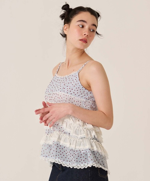 TINA：JOJUN（ティーナジョジュン）の「フリルデザイン フレア キャミチュニック TINA：JOJUN（キャミソール・レディース・サックスブルー/ピンク/ホワイト・M）」の20枚目の写真