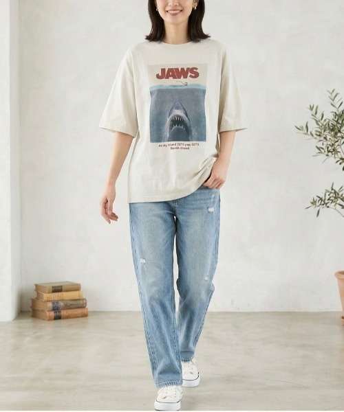 ALWAYS GOOD TIME（オルウェイズグッドタイム）の「【JAWS/ジョーズ】USD加工アートワークプリント半袖Tシャツ（Tシャツ/カットソー・メンズ・ブラック系その他/アイボリー/ホワイト系その他/スミクロ・L/M/LL）」の7枚目の写真