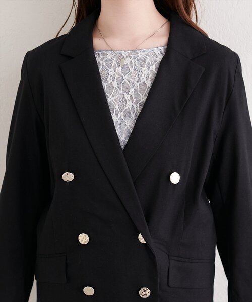 natural couture(ナチュラルクチュール)の「〈osono〉べこべこ金釦綿麻テーラードジャケット(テーラードジャケット・レディース・ネイビー/ブラック/ライトベージュ/ベージュ・FREE)」の14枚目の写真