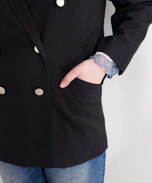 natural couture(ナチュラルクチュール)の「〈osono〉べこべこ金釦綿麻テーラードジャケット(テーラードジャケット・レディース・ネイビー/ブラック/ライトベージュ/ベージュ・FREE)」の17枚目の写真
