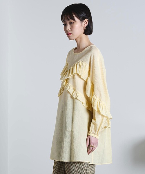 ROSE BUD(ローズバッド)の「(mici)RUFFLE TUNIC BLOUSE(シャツ/ブラウス・レディース・オレンジ/ライトイエロー・ONE SIZE)」の4枚目の写真